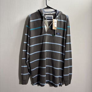 NWT MEN’S L.L. BEAN LAKE WASHED RUGBY HOODIE SIZE MEDIUM M PULLOVER